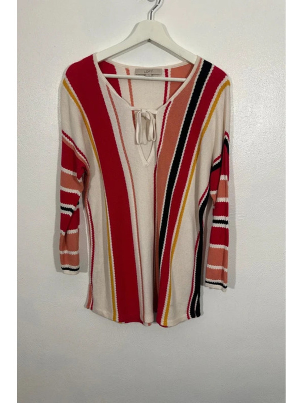 LOFT Striped Tie-Neck Women's Top Size M